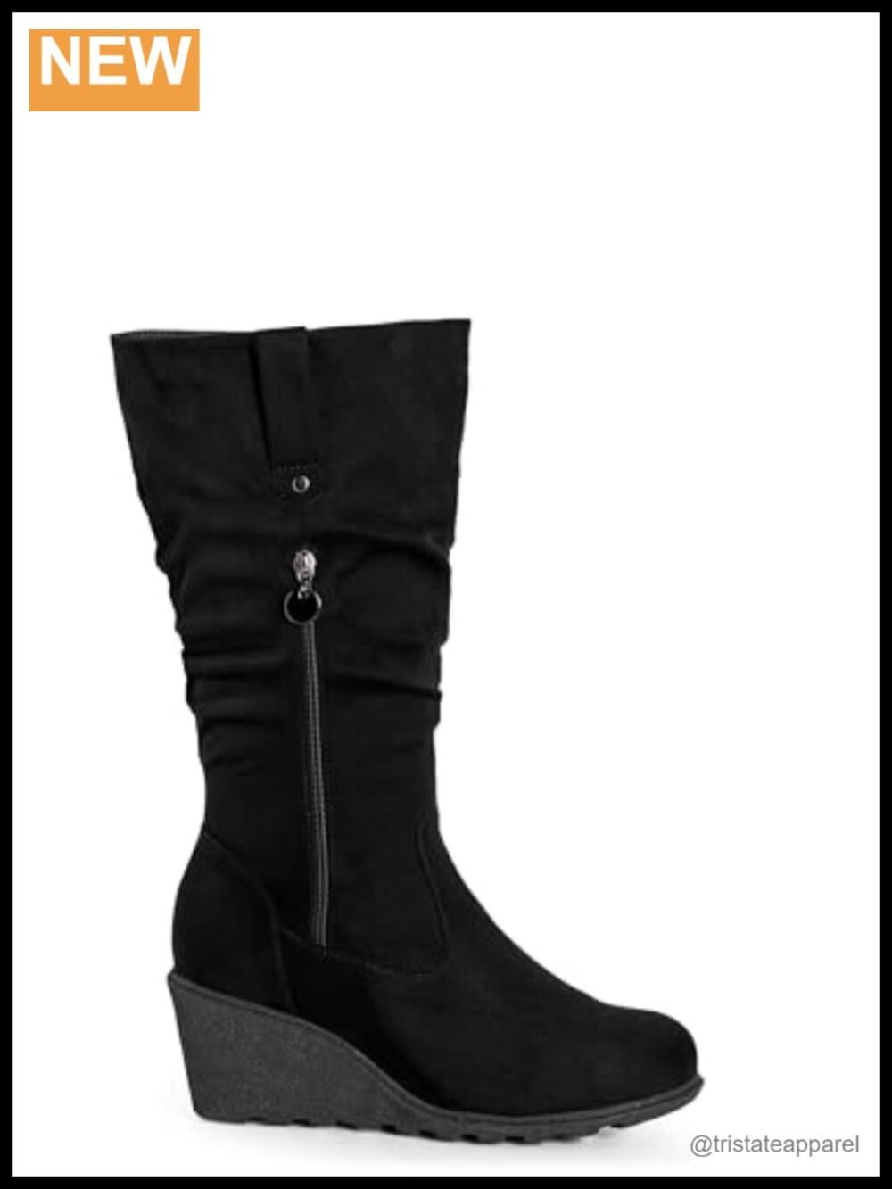 Wide Fit Tall Fashion Boots with Wedge Heels